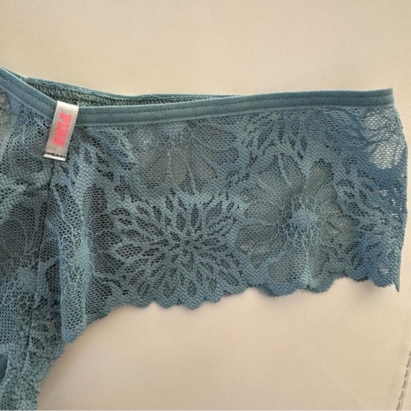 PINK Victoria's Secret Green Blue Lace Extra Low Rise Cheekster Thong NWT | XS - Picture 4 of 5